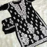 NATASHA Black Pure Modal Chikankari Kurta Palazzo Set