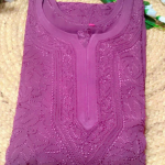 POONAM Wine Pure Viscose Chikankari Resham 4pcs Set