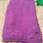 POONAM Wine Pure Viscose Chikankari Resham 4pcs Set