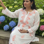 RUHANI Coral Pure Mul Cotton Chikankari Kurti and Pant Set