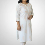 RUHANI Peach Pure Mul Cotton Chikankari Kurti and Pant Set