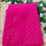 SANDHYA Fuschia Pure Viscose Chikankari Resham Omray 4pcs Set