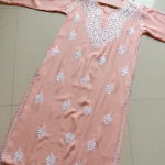 SHIVANI Light Peach Modal Chikankari Kurta - Taana Baana Chikankari