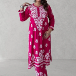 SHIVIKA Pink Pure Modal Chikankari Kurta Palazzo Set
