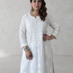 SHIVIKA White Pure Modal Chikankari Kurta Palazzo Set
