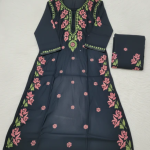SHREYA Pink Black Modal Kurti Palazzo Chikankari Set