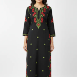 SHREYA Red Black Modal Kurti Palazzo Chikankari Set