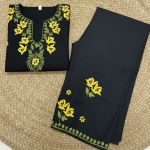 SHREYA Yellow Black Modal Kurti Palazzo Chikankari Set