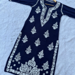 SHUBHI Navy Blue Modal Chikankari Kurta