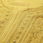 SONAM Yellow Pure Viscose Resham Thread Chikankari Kurta