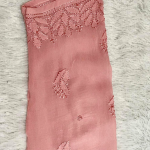 SWATI Pink Pure Viscose Chikankari Resham Omray Kurti