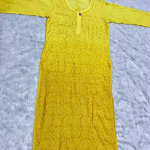 SWATI Yellow Pure Viscose Chikankari Resham Omray Kurti