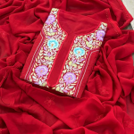VANMALA Red Pure Viscose Chikankari Kurta Dupatta Set