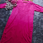 VIDHISHA Fuschia Rayon Chikankari Kurti - Elegant Lucknowi Chikankari for Women