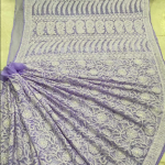 ZIA Purple Georgette Chikankari Saree With Blouse