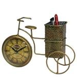Cycle Pen Stand With Clock Antique Classy Decoration Showpiece