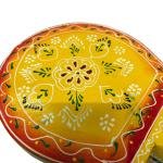 Handcrafted Wooden Elephant Stool, Yellow with Colourful Hand-Painted Design, Decorative Furniture