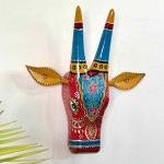 Handcrafted Big 10 Inch Red Cow Head Wall Hanging | Ethnic Indian Wooden Art | Decorative Animal Face Mask for Home Décor