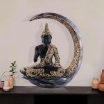 Moon Buddha Statue Antique Big Meditating for Home & Office Décor, Showpiece for Living Room