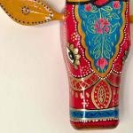 Handcrafted Big 10 Inch Red Cow Head Wall Hanging | Ethnic Indian Wooden Art | Decorative Animal Face Mask for Home Décor