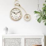 The Brown Story Bicycle Analog Cycle Shaped Golden Wall Clock for Home, Living Room, Bedroom, Office