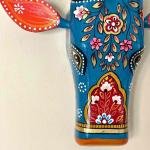 Handcrafted Big 10 Inch blue Cow Head Wall Hanging | Ethnic Indian Wooden Art | Decorative Animal Face Mask for Home Décor