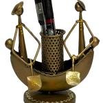 2 Man in Boat Pen Holder Cum Showpiece, Pen Stand for Study Table, Office, Dining Table Décor