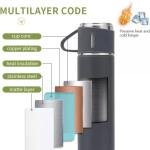 Modern Business Travel Thermos Mug Set - Stainless Steel Vacuum Insulated Bottle with Extra 2 Cup for Hot and Cold Drink