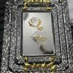 Rectangular Steel Serving Trays with Golden Printed Design 3 Pcs Tray Set (Large, Medium, Small) for Home, Kitchen and Restaurant Use (Steel Gold)