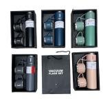 Modern Business Travel Thermos Mug Set - Stainless Steel Vacuum Insulated Bottle with Extra 2 Cup for Hot and Cold Drink