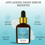 Trustmeds Anti Ageing Night Serum for Face - with Pure Argan Oil & Hyaluronic Acid for Wrinkles, Fine Lines & Skin Repair - Deep Hydration Glow Serum for Women & Men, 30ml