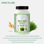 Wheat Grass Capsules (60 Count) | 100% Organic & Plant-Based Immunity Booster | Natural Detoxifier for Digestion, Energy & Stamina