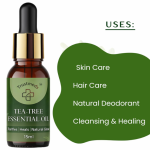 Tea Tree Essential Oil (15ml) for Acne-Prone Skin, Hair Care & Aromatherapy – 100% Pure & Natural – Purifies