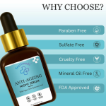 Anti Ageing Night Face Serum for Glowing Skin - Infused with Pure Argan Oil & Hyaluronic Acid for Wrinkles