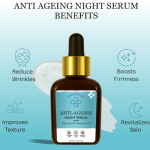 Anti Ageing Night Face Serum for Glowing Skin - Infused with Pure Argan Oil & Hyaluronic Acid for Wrinkles