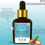 Anti Ageing Night Face Serum for Glowing Skin - Infused with Pure Argan Oil & Hyaluronic Acid for Wrinkles