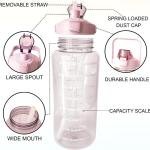 Transparent Motivational Water Bottles |Time Marker |Gym Big Water Bottle with Straw & Handle-Leakproof BPA-Free| Fitness Sports Bottle
