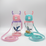 Free Reusable Leak Proof Silicon Transparent Water Bottle With Strap for Kids School