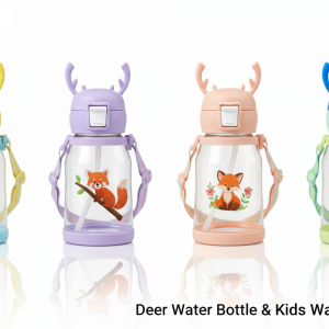 Free Reusable Leak Proof Silicon Transparent Water Bottle With Strap for Kids School