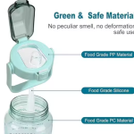 2 L Capacity Belt Straw Transparent Motivational Water Bottles|Time Marker Leak Proof & Break- Proof Best Usage For Office/School/Gym/Travel Bottle Bpa-Free Fitness Sports Bottle