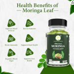 ODON NATURALS Moringa Leaf Powder Capsules - 120 Count | Nutrient-Rich Herbal Supplement with Vitamins & Minerals | Ayurvedic Daily Wellness Capsules for for Men & Women