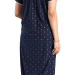 Women's Sinker Cotton Blend All Over Printed Half Sleeve Sleepwear Nighty/Maxi/Nightgown with Side Pocket