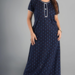 Women's Sinker Cotton Blend All Over Printed Half Sleeve Sleepwear Nighty/Maxi/Nightgown with Side Pocket