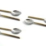Vibhsa Stainless Steel Hammered Golden Cut Spoons Set of 6 | Handcrafted Luxury Dinner Spoons