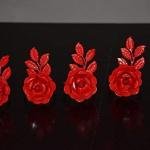 Vibhsa Napkin Holder Table Napkin Rings for Parties Wedding Everyday Dinner Decor Flower Napkin Rings Set of 4 (Red Rose)