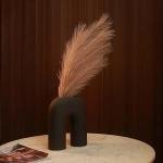 VIBHSA Inverted U Shape Ceramic Minimalist Aesthetic Flower Vase | Pampas Grass Vase | Home Decor Centrepiece Matte Finish, 10 inches (White)