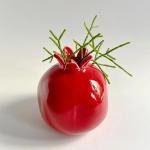 VIBHSA 5 Inch Red Ceramic Pomegranate Showpiece, Artificial Fruit Decor, Anar Shape Decorative Item for Home