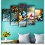 VIBHSA Radha Krishna Painting for Wall Decoration | Wall Frames for Home Decoration, Set of 5 (75 Cm X 43 Cm)(Multi)