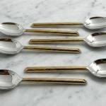 Vibhsa Stainless Steel Hammered Golden Cut Spoons Set of 6 | Handcrafted Luxury Dinner Spoons