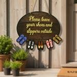 Please Remove Your Shoes Outside Door Hanging Sign Board for Home & Shop Entrance, Wall & Door Decor